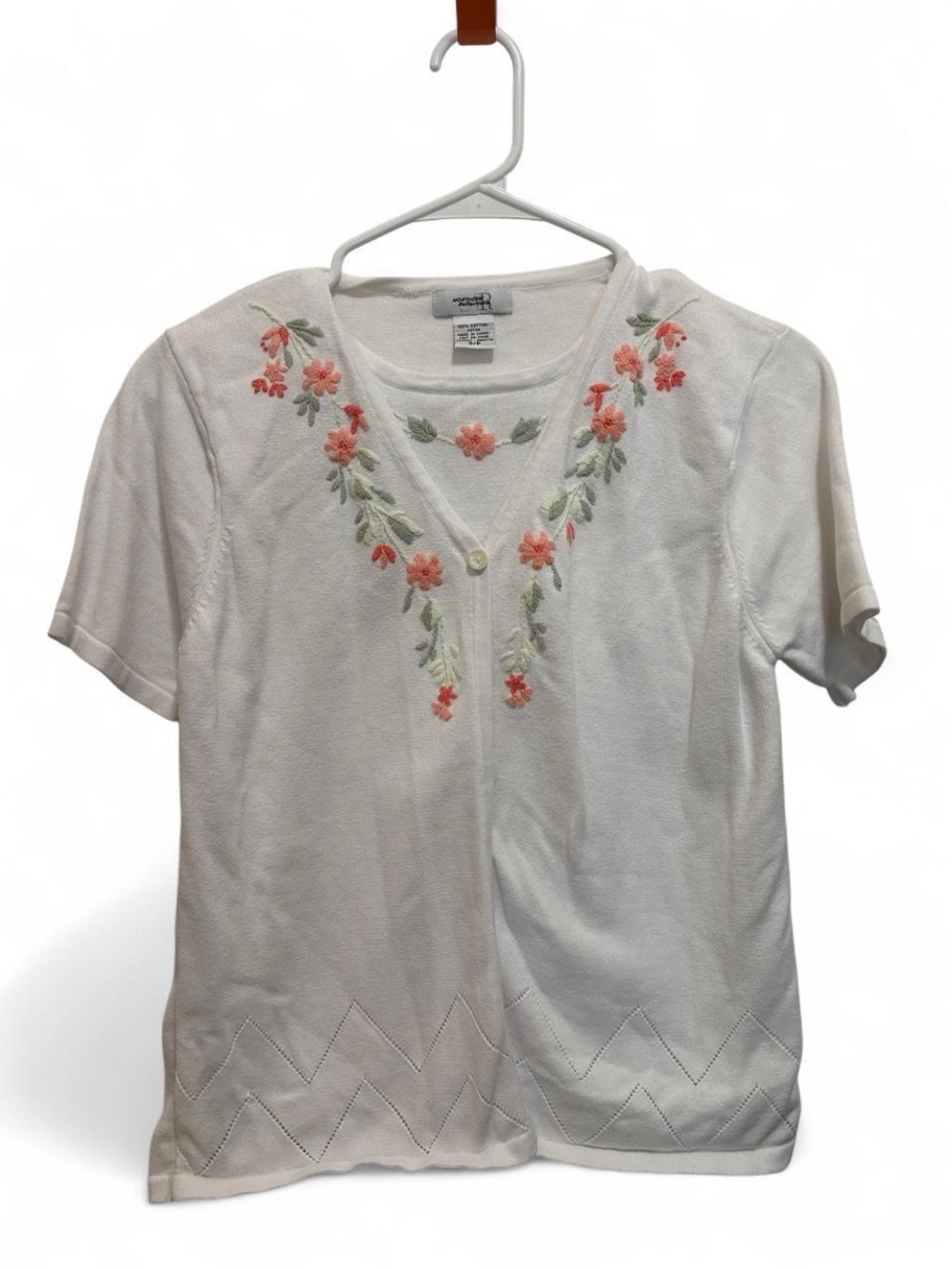 100% Cotton Flower Embroidered Women’s Blouse Size, S, Cottage Core